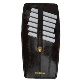 New EEL Skin Snap Two Sided Credit Card Holder BR #E531
