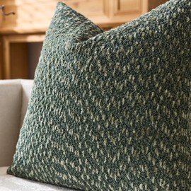 Decorative Throw Pillow Covers 18x18 Inch Set of 2 Farmhouse Square Chenille Textured Couch Cover for Chair Sofa Bedroom Living Room Home Decor (Green, 18" x 18" (Pack of 2))
