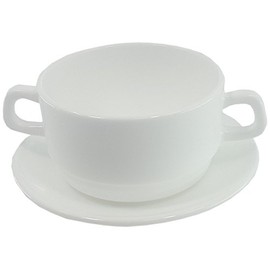 Soup Cup 32cl Restaurant White Stackable with Saucer (Choice of Quantity) Size 1 Piece