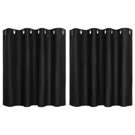 PiccoCasa Blackout Curtains 2 Panels Grommet, Black Thermal Insulated Curtains Panel Darkening Small Window Curtains for Bedroom Living Room 52 x 36 Inch (Width x Length), 36inch Drop