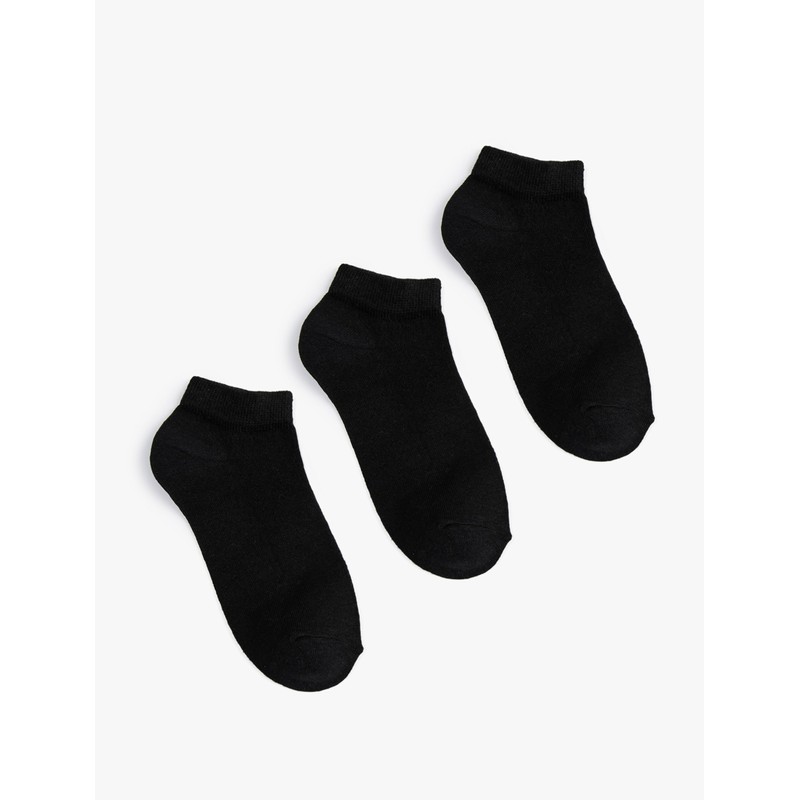 Koton Men's 3-Pack Basic Bootie Socks Set, Black(999), One Size