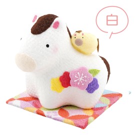 Ryuukodo (Ryuukodou) Chiffon Hana Oyako Go (Small) Japanese Goods/New Year/Zodiac/Year of the Tiger/Reiwa 8/2026/Figurine/Amulet/Good Luck/Chiffon/Year of the Horse R-48 (White)
