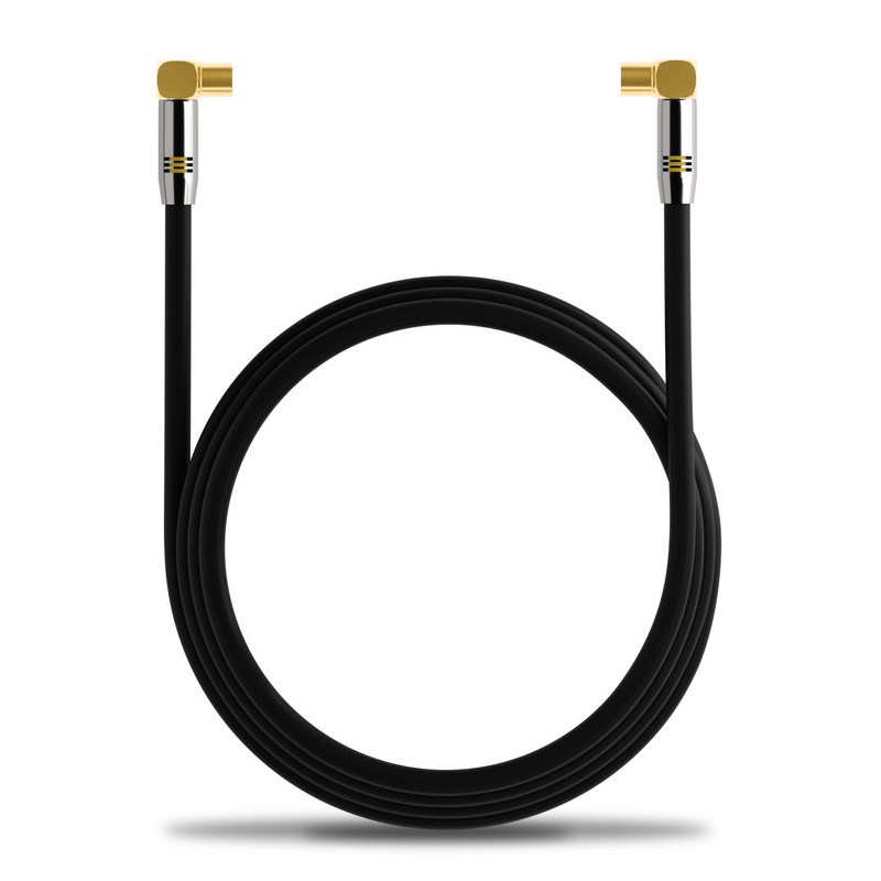 deleyCON TV Cable Plug 90°/Jack 90° Gold-Plated, Black