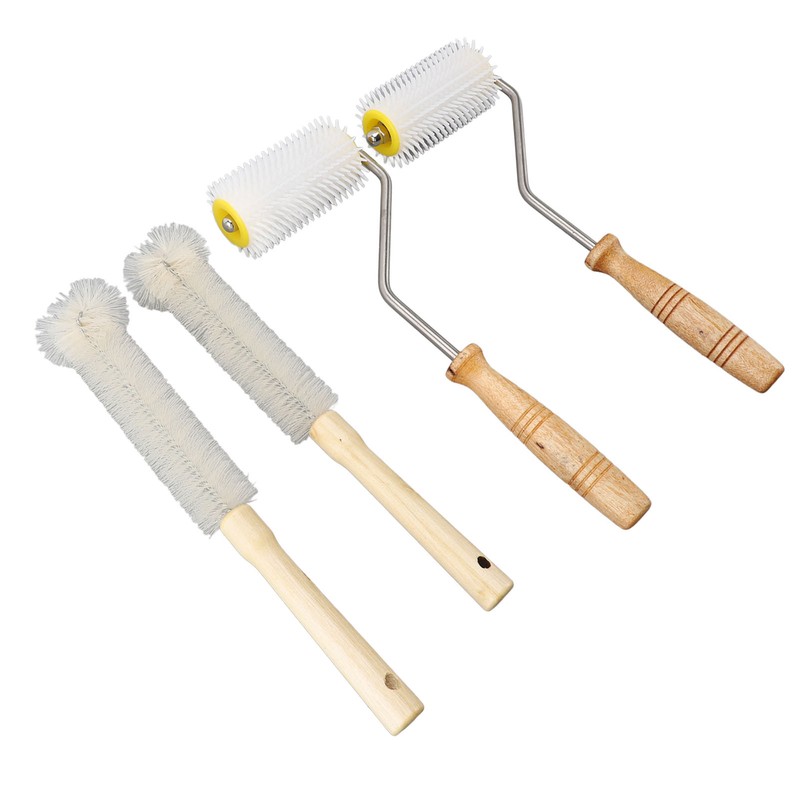 4PCS Honey Extractor Uncapping Needle Roller Wood Handle Honey Uncapper
