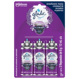 Glade Repuestos para Toque Atomizador, Aromatizante para Hogar, Aroma Campos de Lavanda, 3 Repuestos de 9g c/u