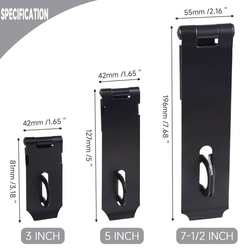 7-1/2 Inch Hasp Latch Heavy Duty, 1 Pack Stainless Steel