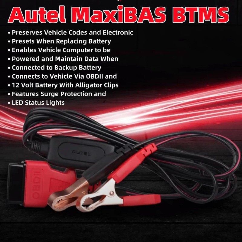 Autel MAXIBAS BTMS OBDII Battery Tester Memory Saver Preserves vehicle