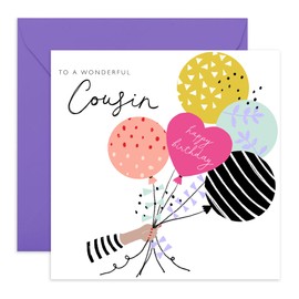 CENTRAL 23 Cousin Birthday Card for Women - Bday Balloons - Gifts For Her - Happy Birthday Greeting Cards For Cousins - Comes With Fun Stickers