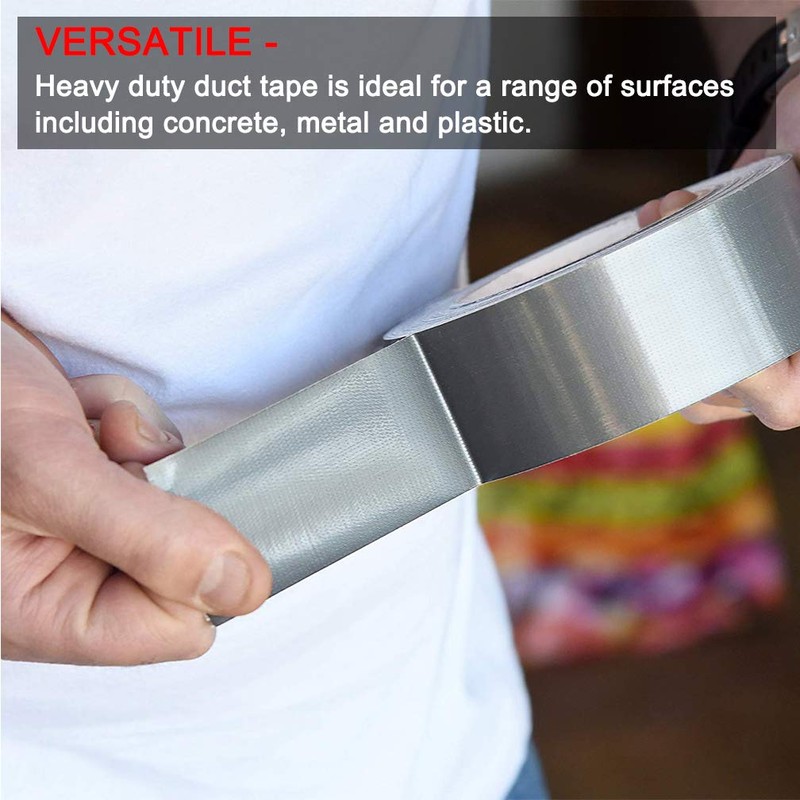 2 Rolls Strong Heavy Duty Silver Duct Tape 48mm x