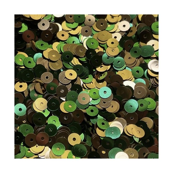 SequinsUSA 6mm Flat Sequins Green Gold Shiny Metallic Duo Reversible