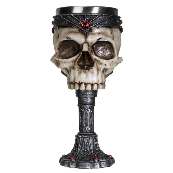 SUMMIT COLLECTION Crowned Gothic Ossuary Skull Wine Goblet Removable Stainless