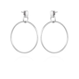 Vince Camuto Silver Tone Drop Dangle Hoop Earrings For Women