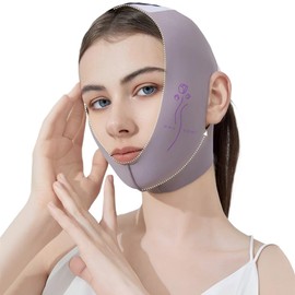 ZKGYUS Wiederverwendbare V-Linienmaske,V-Linien-Lifting-Maske, Gesichtslifting-Bandag,Doppelkinn-Reduzierer,Lila