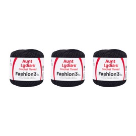 Aunt Lydia Fashion Black Crochet - 3 Pack of 150y/137m - Cotton - Gauge 3 - Crochet