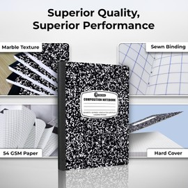 Rosmonde 50 Pack Graph Composition Notebook, 100 Sheets (200 Pgs) Graph Paper Composition Bulk Notebook for school, Bulk Graphing Notebook, 4x4 Grid, Quad Ruled Composition Book, Hard Sewn Bound Cover