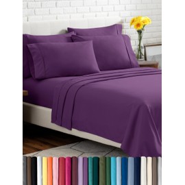 Bare Home California King Sheet Set - 6 Piece Set - Hotel Luxury Bed Sheets - Ultra Soft - Deep Pockets - Easy Fit - Cooling & Breathable Sheets - Wrinkle Resistant - Plum - Cal King Sheets - 6 PC