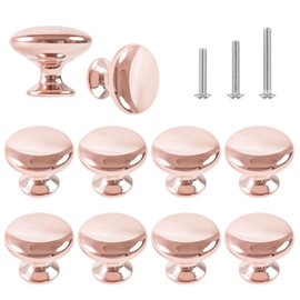 OctinPris 10x Polished Chrome Cabinet Knobs Rosegold Drawer Knob Pull Handles 30mm for Kitchen Cupboard Furniture Chest Door Dresser Bathroom