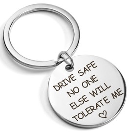 MUCOOS Drive Safe Keychain for Boyfriend,Drive Safe Keychain for Him,Drive Safe I Love you Keychain,Husband Keychain from Wife,Small Gifts for Boyfriend,Gifts for Boyfriend Christmas Gifts