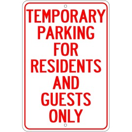 Unbranded Temporary Parking For Residents And Guest Only Novelty Sign