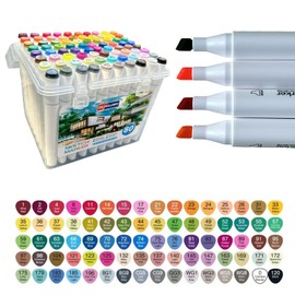 jlzonminx 80 Color Alcohol Markers Dual Head Brush and Chisel Art Marker Set - Professional grade alcohol markers for adults, children, artists - Great for coloring, painting, sketching, card making