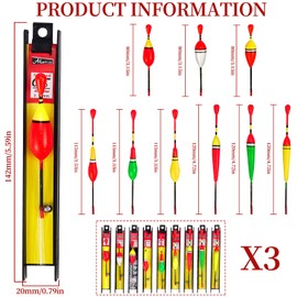 Floats Fishing Set 27 Pieces Float Fishing Floats Set with Plumb Lead, Fishing Line and Hook (5#, 7#, 9#) Fishing Accessories Floats for Coarse Fish Trout Eel Zander, Ideal for Lake River Stream