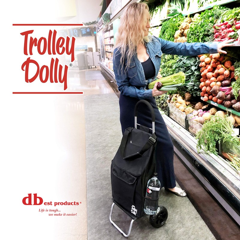 dbest products Trolley Dolly Black Foldable Shopping cart for Groceries