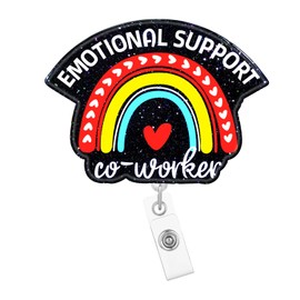 Arakulago Rainbow Funny Nurse Badge Reel Retractable Nursing Student Badge Holder with ID Clip Accessories Emotional Support Coworker CNA RN Medical Assistant Name Badge Clip Glitter Acrylic ID Card