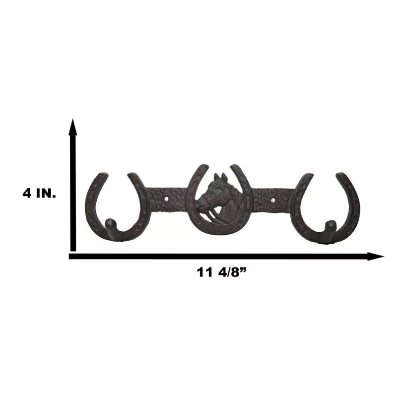 Ebros Gift Rustic Western Horse Head With 3 Horseshoes Lucky