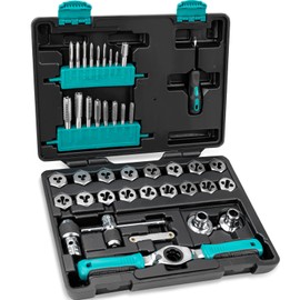 Bestwork 42-Piece Metric Tap and Die Set with Comfortable Ratcheting Tap Handle for Internal and External Threading