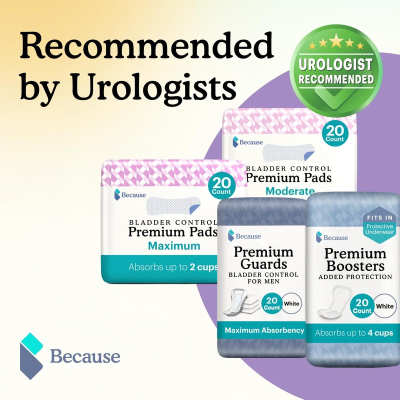 Because Incontinence Pads for Women - Maximum Absorbency, Postpartum Liners,