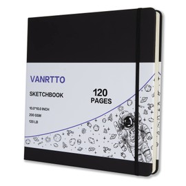 Hardcover Square Sketch Book, 120lb/200GSM Sketchbook Thick Drawing Paper for Marker Watercolor Pencil Mixed Media, Premium Drawing Notebook, Art Journal, 60 Sheets/120 Pages 10x10 Inch Sketch Pad