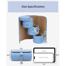 Vlando Travel Jewellery Case, Faux Leather Jewellery Rolls Jewellery Organiser for Rings, Earring, Necklaces,Bangle, Gift for Women, Couples, Friends