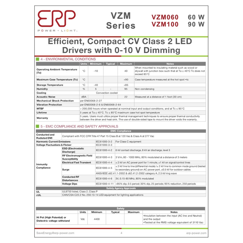 ERP Power Light | VZM100W-24 | Efficient, Compact CV Class