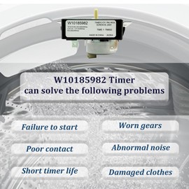 W10185982 WED4815EW1 W10185 982 Dryer Timer(OEM) Compatible with Whirlpool WED4800XQ0, WGD4800XQ0 etc,W10185 982 Dryer Timer Replacement for 418-618-20-b5 WPW10185982. 230VAC 60Hz, 3-Year Warranty