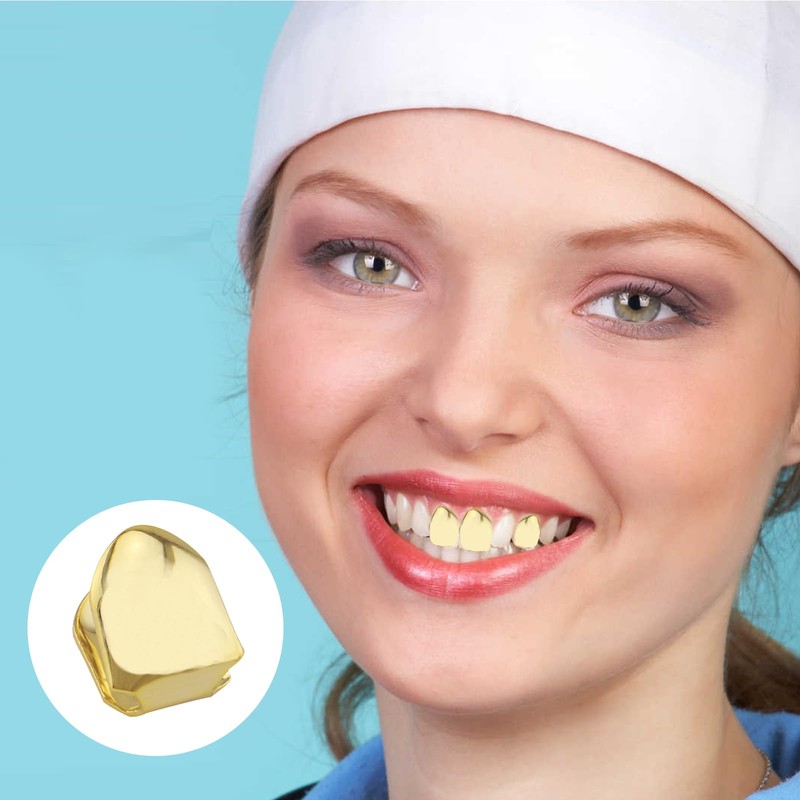 Grillz Gold Tooth Cap,18K Gold Silver Plated Grillz,Hip Hop Teeth