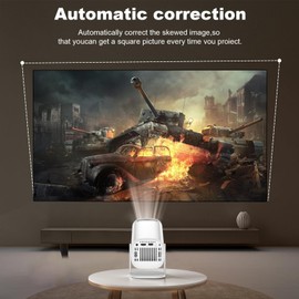 Projector - 4K 1080P Support | Android 11.0 | Bluetooth 5.2 | 6 2.4/5G | 300 ANSI 10000LM | Auto Trapezoidal Correction | 16:9 & 4:3 | USB AUX | 180°Rotatable