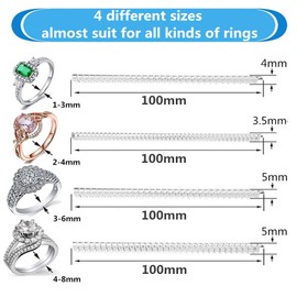 Ring Size Adjuster, OSEETAR Ring Guard Clear Ring Sizer, Perfect for Loose Rings, 4 Sizes Fit for Any Rings, Pack of 12 (3.5mm/4mm/5mm)