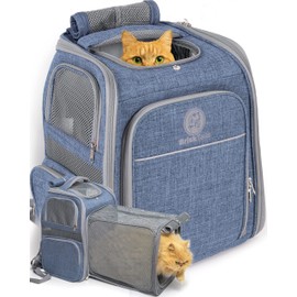 Expandable Breathable Cat Backpack Carrier Designed for Comfy Long Walks - from Kitty to Medium-Size cat, Small Dog, Puppy, Other Small pet up to 15lbs - Cat Travel Backpack BT-01-2
