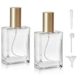 Yerpkefey 30ml/1.0 Oz Glass Spray Bottle Perfume Atomizer,Travel Refillable Perfume Bottles Empty Classic Spray Bottle 2Pack (Gold, 30ml)