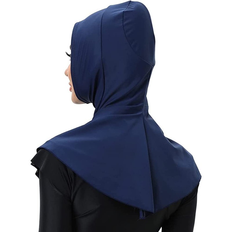 ShuoBeiter Solid color women's swimming cap adjustable Muslim full-coverage shawl