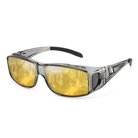 Dollger Night Sunglasses, Driving Sunglasses, Polarized Lenses, UV 400, UV Protection, Ultra Lightweight, For Night Driving, Night Fishing, Night Running, Day and Night, Men's, Women's, Black