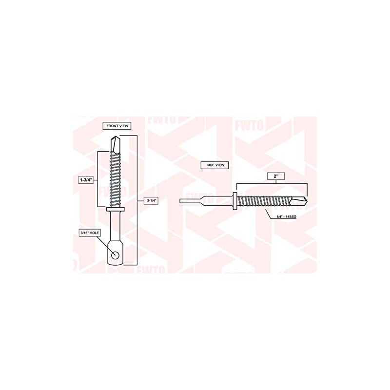 MEGAFastener FWTO Zinc Plated 3.25" Eye Lag Self Tapping Drilling