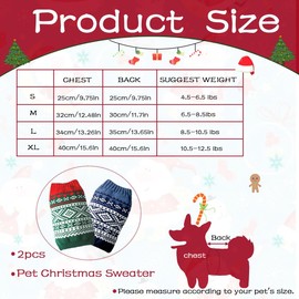 Persoshow 2Packs Christmas Sweater for Dog,Green Christmas Pet Pullover Sweater Cute Soft Cat Puppy Santa Turtleneck Winter Kitten Knitted for Xmas Holiday Parties Outfit (Large)