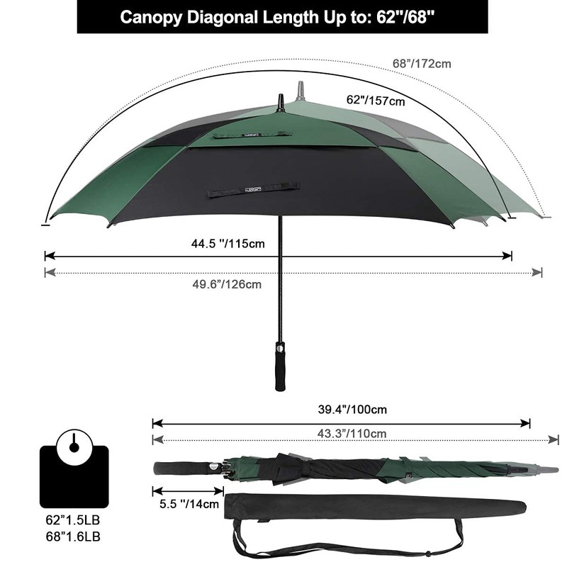 G4Free Extra Large Golf Umbrella 68 inch Square Vented Windproof