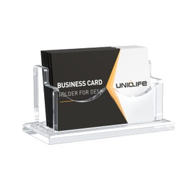 Uniclife Acryl-Visitenkartenhalter für den Schreibtisch, 1 Schlitz, transparent, horizontal, Visitenkartenständer für Männer und Frauen, Desktop-Namenskarten-Organizer, Kartenständer für Büro,