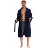 Morgenstern Waffle Pique Men's Bathrobe Blue - blue Plain, size: