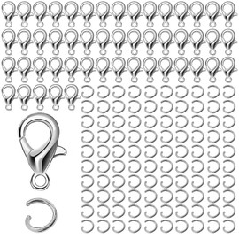 150Pcs Lobster Clasps,Bracelet Clasps,Clasps for Bracelet Making Set,Jewellery Clasps,for DIY Crafts Jewellery Bracelet Necklaces Making,with 100pcs Open Jump Ring(Silver)