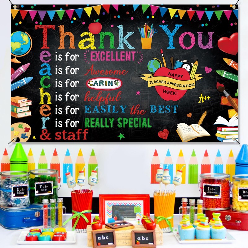 Ushinemi Teacher Appreciation Decorations Thank You Banner, Teachers Staffs Appreciation