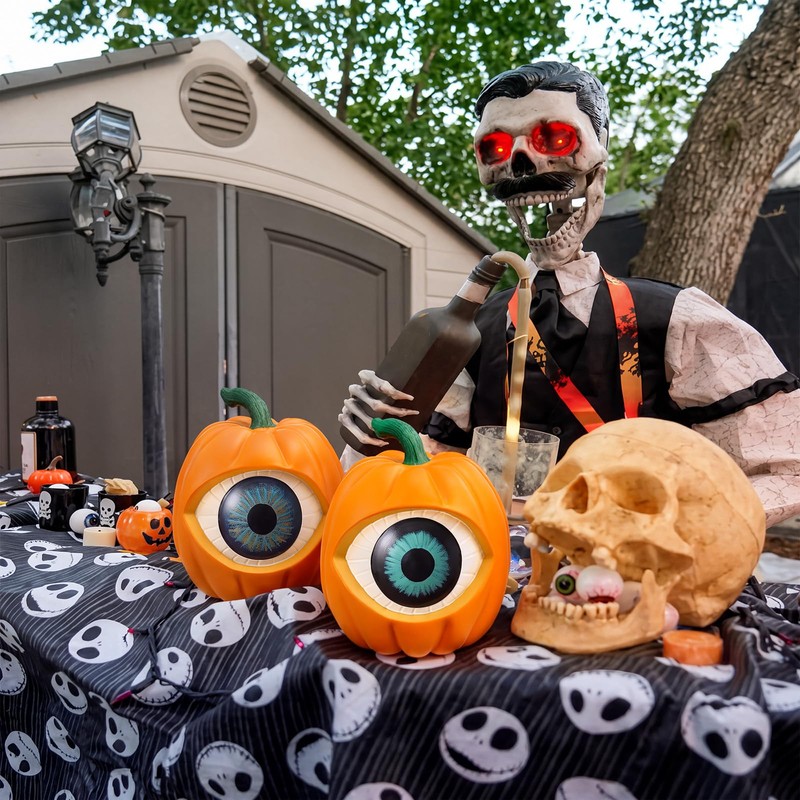Fuutreo 2 Pcs Eyeballs Halloween Decorations 6 Inch Pumpkin Eyeballs