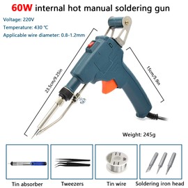60 W Soldering Iron Set, Soldering Gun, Handheld Desoldering Tin Gun with Tweezers, Soldering Set for Repair of Welding, Handheld Desoldering Tin Gun for Jewellery, DIY, Circuit Board Repair